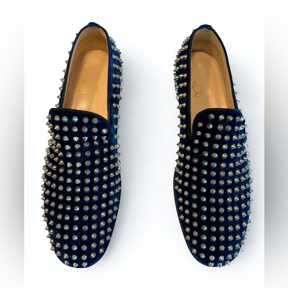 Christian Louboutin Navy Studded Loafers